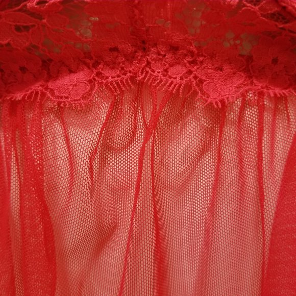 Victoria's Secret babydoll 36C sheer chiffon push-up floral lace eyelash trim - Picture 9 of 16